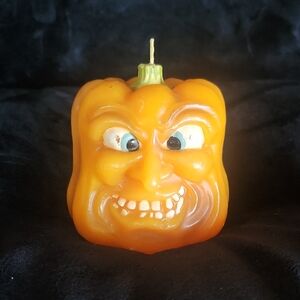 Orange Pumpkin Face Candle